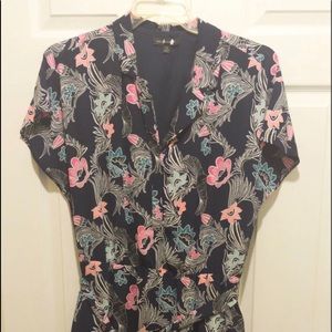 Navy blue floral dress